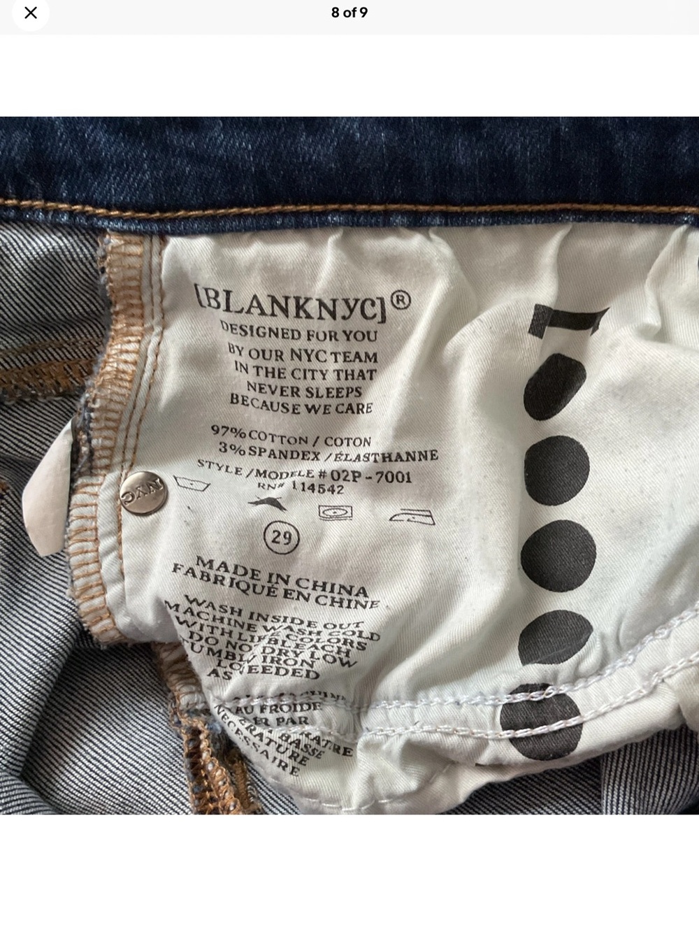 Blank NYC Dark Blue Denim Jeans with Leather Patch - Picture 8 of 9